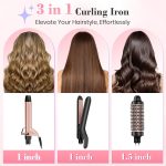 Ufree 3 in 1 Curling Iron, Curling Wand Set with Thermal Brush Flat Iron Hair Straightener, Dual Voltage Wand Curler, Instant Heat Up Hair Curler, Include Protective Glove 2 Clips, Gifts for Women - Image 3