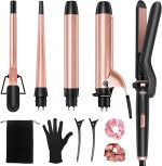 Ufree 5 in 1 Curling Iron with Interchangeable Ceramic Barrels (0.35"-1.25"), Curling Wand Set with Flat Iron Hair Straightener, Instant Heat Up, Dual Voltage Hair Curler, Gifts for Women - Image 2