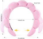 Spa Headbands for Washing Face or Facial, Set of 2 Skincare Headbands, Terry Cloth Headband Combo Pack - Puffy Makeup Headbands for Face Washing, Mask, Skin Treatment (Pink & Black) - Image 3