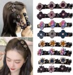 FDBJulyy Sparkling Crystal Stone Braided Hair Clover Clips for Thick Thin Hair, Girls / Women Hair Accessories for Styling Sectioning, Large, 8 Pcs - Image 5