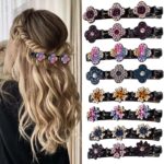 FDBJulyy Sparkling Crystal Stone Braided Hair Clover Clips for Thick Thin Hair, Girls / Women Hair Accessories for Styling Sectioning, Large, 8 Pcs - Image 2