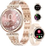 LIGE Smart Watches for Women (Answer/Make Call) with Diamonds，1.19” AMOLED Smartwatch with Heart Rate/SpO2/Sleep Monitor,IP68 Waterproof Fitness Tracker 111 Sport Modes Pedometer for Android iOS,Gold - Image 2