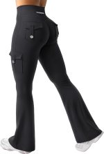 Yeoreo CoreFlex Women's Flared Leggings with Hidden Pockets High Waist Cargo Gym Yoga Seamless Front Flare Leggings - Image 2