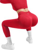 SUUKSESS Women 2 Piece Workout Sets Hidden Scrunch Hip Lifting Seamless Leggings Long Sleeve Yoga Crop Tops - Image 4