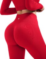 SUUKSESS Women 2 Piece Workout Sets Hidden Scrunch Hip Lifting Seamless Leggings Long Sleeve Yoga Crop Tops - Image 5