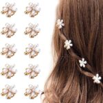 10 Pcs Small Mini Pearl Claw Clips with Flower Design, Sweet Artificial Bangs Clips Decorative Hair Accessories for Women Girls - Image 2