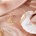 14K Gold Plated Chunky Wrist Cuff Bangle Bracelet for Women – Geometric Web Bangle, Statement Wrist Jewelry Gift - Image 2