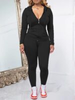 AUXDIO Women 2 Piece Outfits Casual Workout Sets Bodycon Tracksuit Zip Up Long Sleeve Hoodle Jacket Jogger Pants Set - Image 3