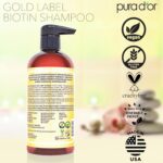 pura d'or Original Gold Label Anti-Thinning Shampoo Clinically Tested, Infused with Argan Oil, Biotin & Natural Ingredients, Sulfate Free, All Hair Types, Men and Women, 16 Fl Oz (Packaging may vary) - Image 6