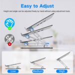 Tonmom Laptop Stand for Desk, Adjustable Laptop Riser ABS+Silicone Foldable Portable Laptop Holder, Ventilated Cooling Notebook Stand for 10-15.6” Laptop,Tablet-Purple - Image 4