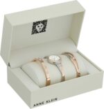 Anne Klein Women's AK/2245RTST Crystal Accented Rose Gold-Tone and Silver-Tone Bangle Watch and Bracelet Set, Standard - Image 3