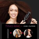 TYMO Hair Straightener Brush, Hair Iron with Built-in Comb. Tourmaline Ceramic Coating. Fast Heating & 5 Temp Settings. Hair Straightener Brush That Salon Styling at Home. (Matte Black) - Image 3