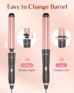 5-in-1 Curling Iron Set with 3 Barrels, Flat Iron, and Crimper - Ceramic, Fast Heat, 2 Temps, Glove & Clip - Image 5