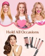 5-in-1 Curling Iron Set with 3 Barrels, Flat Iron, and Crimper - Ceramic, Fast Heat, 2 Temps, Glove & Clip - Image 6