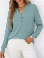 ANRABESS Women's Long Sleeve Shirts 2025 Fall Henley Business Casual Tops Cute T-Shirts Work Blouses Outfits Vacation Clothes - Image 3