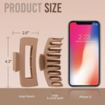 LuSeren Hair Clips for Women 4.3 Inch Large Hair Claw Clips for Women Thin Thick Curly Hair, Big Matte Banana Clips,Strong Hold jaw clips,Neutral Colors - Image 3