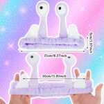 Cute Snail Headband for Washing Face, Funny Spa Headbands with Palm and Snail Cartoon Coral Fleece Elastic Skincare Headband Hair Accessories for Women Shower Beauty Skincare Makeup (Purple) - Image 3