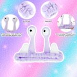 Cute Snail Headband for Washing Face, Funny Spa Headbands with Palm and Snail Cartoon Coral Fleece Elastic Skincare Headband Hair Accessories for Women Shower Beauty Skincare Makeup (Purple) - Image 5