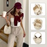 BOSTANTEN Small Crossbody Bags for Women Mini Bucket Vegan Leather Handbag Removable Shoulder Strap - Image 3