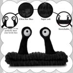 Cute Snail Headband for Washing Face, Funny Spa Headbands with Palm and Snail Cartoon Coral Fleece Elastic Skincare Headband Hair Accessories for Women Shower Beauty Skincare Makeup (Black) - Image 4