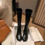 Women's Rain Shoes Winter Women Knee-High Riding Equestrian Boots Leather Platform Shoes Woman Long Boots Office Lady Footwear, 38 EU - Image 3