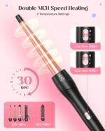 5 in 1 Curling Iron with Interchangeable Ceramic Barrels (0.35"-1.5"), Curling Wand Set with Flat Iron Hair Straightener, Thermal Brush, Fast Heating, Dual Voltage Hair Curler, Gifts for Women - Image 4