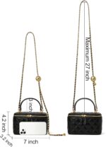 DORIS&JACKY Small Quilted Box Crossbody Purse For Women Designer Leather Mini Top Handle Pouch Bag With Metal Chain Strap - Image 4