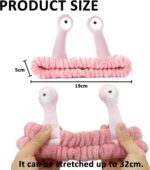 Snail Face Wash Headband, Cartoon Spa Headband, Cosmetic Accessories, Hair Bands for Women, Elastic Coral Fleece Headbands, Skincare Hair Band for Washing (Pink, One Size) - Image 3