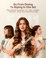 5-in-1 Professional Hair Dryer Brush, Powerful Multi-Styler with Auto-Wrap Curlers, Fast Drying Curling Straightening Volumizing Without Heat Damage, Storage Case Best Gift for Girl/Women - Image 3
