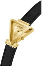 GUESS Ladies 34mm Watch - Black Strap Champagne Dial Gold Tone Case - Image 3