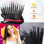 Antonki Tweezers, Precision Tweezer Set, Craft Soldering Jewelry Ingrown Eyelash Extension Eyebrow Tweezers - 12 Pack Super Valued Set With Handy Case - Image 3
