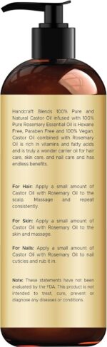 Handcraft Castor Oil with Rosemary Oil for Hair Growth, Eyelashes, Eyebrows - Hair Styling Oil - 100% Pure and Natural Carrier Oil Hair, Body Oil - Moisturizing Massage Oil for Aromatherapy - 8 fl. Oz - Image 3