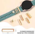 DaQin Flower Engraved Band Compatible with Samsung Galaxy Watch 7 Band/FE 6 5 4 40mm 44mm,Galaxy Active 2, 20mm Watch Band Soft Silicone Replacement Strap with Decorative Charms Accessories Women - Image 4