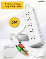 10 Way 3M Power Extension Cord 6 USB Ports 33W, 10 Universal Outlets, 3 USB-C PD & 3 USB-A, 33W Fast Charging, Heavy Duty Surge Protector, Includes 2 USB-C Cables (3M) - Image 4