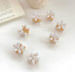 10 Pcs Small Mini Pearl Claw Clips with Flower Design, Sweet Artificial Bangs Clips Decorative Hair Accessories for Women Girls - Image 3