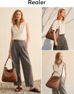 Realer Handbags for Women Large Designer Ladies Hobo bag Bucket Purse Faux Leather - Image 3