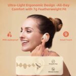 Bluetooth Earbuds for Men/Women, Wireless Headphones with LED Display,Over Ear Earbuds,36H Playtime 14.2mm Stereo HD Bass Sport Headphones with Touch Control, Fast Charging for Running, Gym(off white) - Image 3