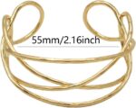 14K Gold Plated Chunky Wrist Cuff Bangle Bracelet for Women – Geometric Web Bangle, Statement Wrist Jewelry Gift - Image 6