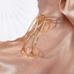 14K Gold Plated Chunky Wrist Cuff Bangle Bracelet for Women – Geometric Web Bangle, Statement Wrist Jewelry Gift - Image 7