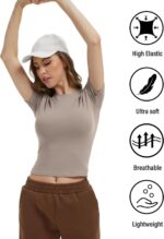 Dalavch 1/4 Pack Women's Fitted Basic T-Shirts Short Sleeve Slim Fit Crew Neck Casual Fashion Crop Tops Tees Shirts - Image 5