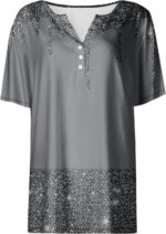 Tops for Women Summer Cute Button Down Summer V Neck Shirts Henley Blouses Dressy Fashion Print Clothes - Image 4