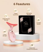 ELISHINE 7 Color Face and Neck Massager Light Therapy, Red Light Based Facial Massager for Skin Care, Firming, Smoothing (Rose Golden) - Image 4