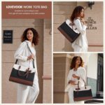 LOVEVOOK Laptop Tote Bag for Women,Leather Work Bag, Waterproof Business Teacher Bag,Large Computer Handbag Purse Briefcase,Office Gifts for Women - Image 3