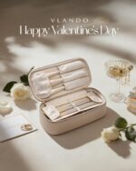 Vlando Travel Makeup Bag,Small Makeup Bag for Women,Gifts for Women Girls, Makeup Pouch Purse Travel Essentials Toiletries-Toffee - Image 3