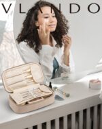 Vlando Travel Makeup Bag,Small Makeup Bag for Women,Gifts for Women Girls, Makeup Pouch Purse Travel Essentials Toiletries-Toffee - Image 8