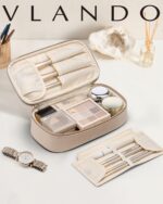 Vlando Travel Makeup Bag,Small Makeup Bag for Women,Gifts for Women Girls, Makeup Pouch Purse Travel Essentials Toiletries-Toffee - Image 9