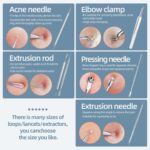 JPNK Blackhead Remover Tool Comedones Extractor Acne Removal Kit for Blemish, Whitehead Popping, 6 Pcs Zit Removing for Nose Face Tools with a Leather Bag - Image 4