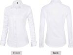 Women's Long Sleeve Blouses & Shirts Stretch Formal Button Down T Shirts Executive Office Business Casual Tops for Ladies - Image 8