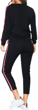 Womens Long Sleeve 2-Piec Tracksuits Set Ladies Striped Active Sport Loungewear Sweatshirts - Image 3