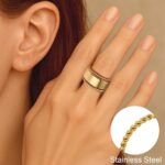 2 Pack Stacking Rings for Oura Ring Gen 4/Gen 3, 14k Gold/Silver Twist Rope Beaded Rings Non Tarnish, Oura Stacking Ring for Women Size 6-10, Smart Ring Accessories - Image 3